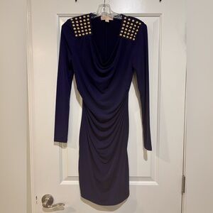 Elegant Purple MK Dress with Gold Accents